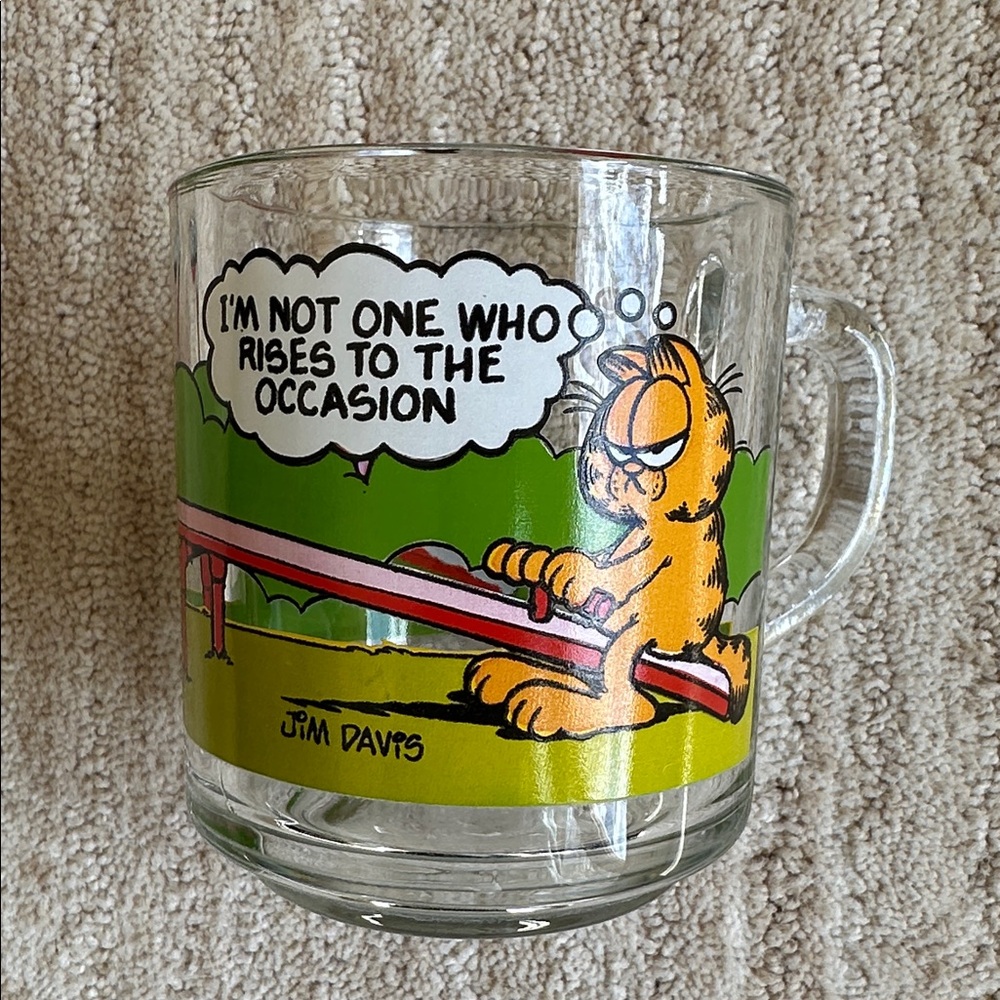 Set 3 McDonalds Garfield 1978 Clear Glass Mugs Cups Jim Davis Vintage McDonalds - Picture 5 of 16